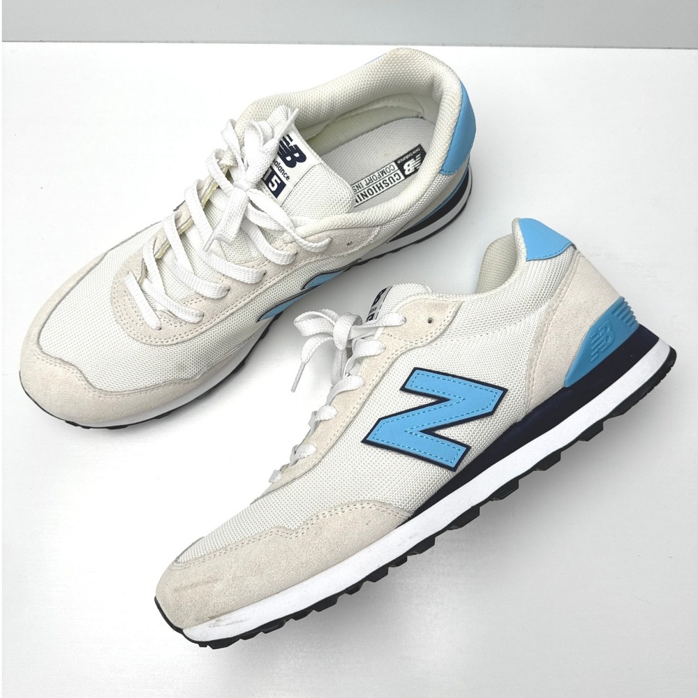 New Balance 515 V3 Mens White Light Blue Suede Mesh Sneakers ML515MD3 Size 14